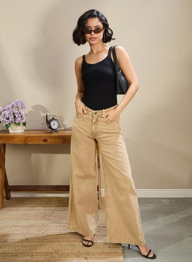 SASSAFRAS Sassafras Women Low Rise Wide Leg Baggy Jeans