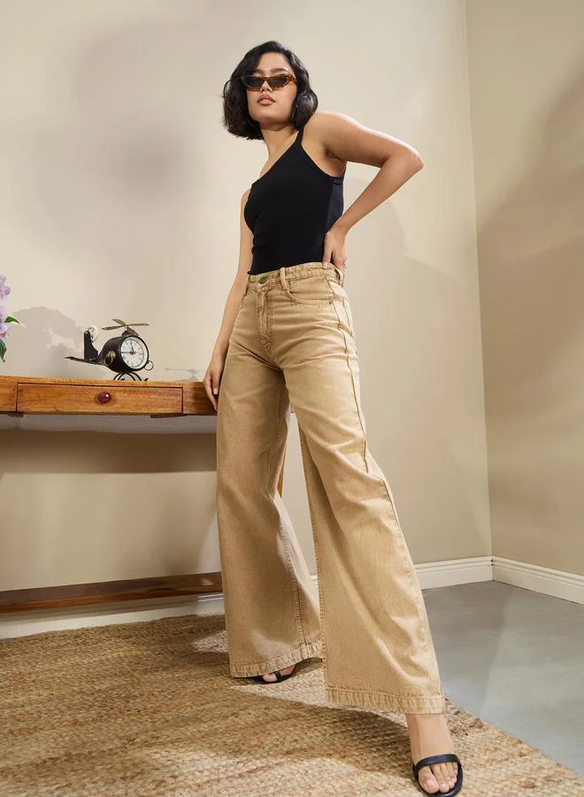 SASSAFRAS Sassafras Women Low Rise Wide Leg Baggy Jeans