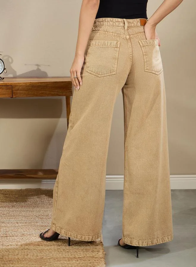 SASSAFRAS Sassafras Women Low Rise Wide Leg Baggy Jeans
