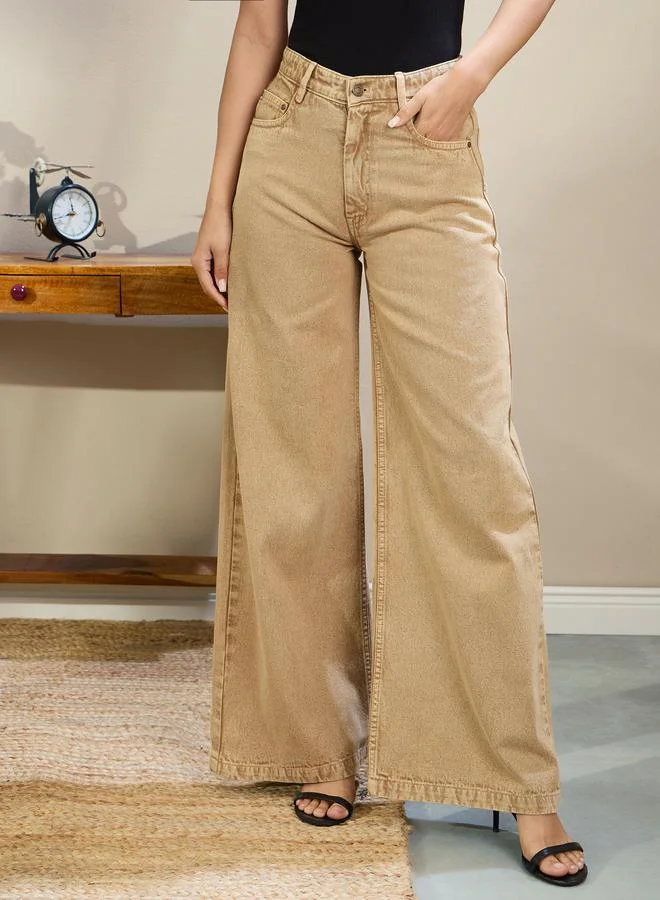SASSAFRAS Sassafras Women Low Rise Wide Leg Baggy Jeans