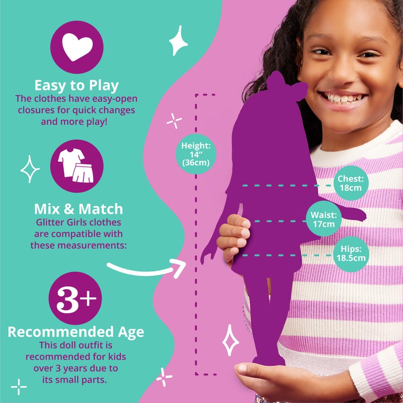 Glitter Girls â€“ 14-Inch Doll Clothes â€“ Head To Toe Glimmer Tunic & Leggings Deluxe Outfit, Pink 3+ Years â€“ Childrenâ€™s Toys - Image 4