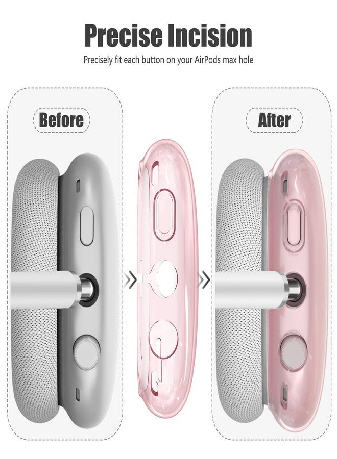 Galafoki 【4 in 1】 Set for Apple AirPod Max Case Cover, Anti-Scratch Ear Pad Covers/Ear Cups Cover/Headband Cover, AirPod Max Covers Accessories for Apple AirPods Max (2020 Lightning /2024 USB-C)-Clear Pink - Image 4