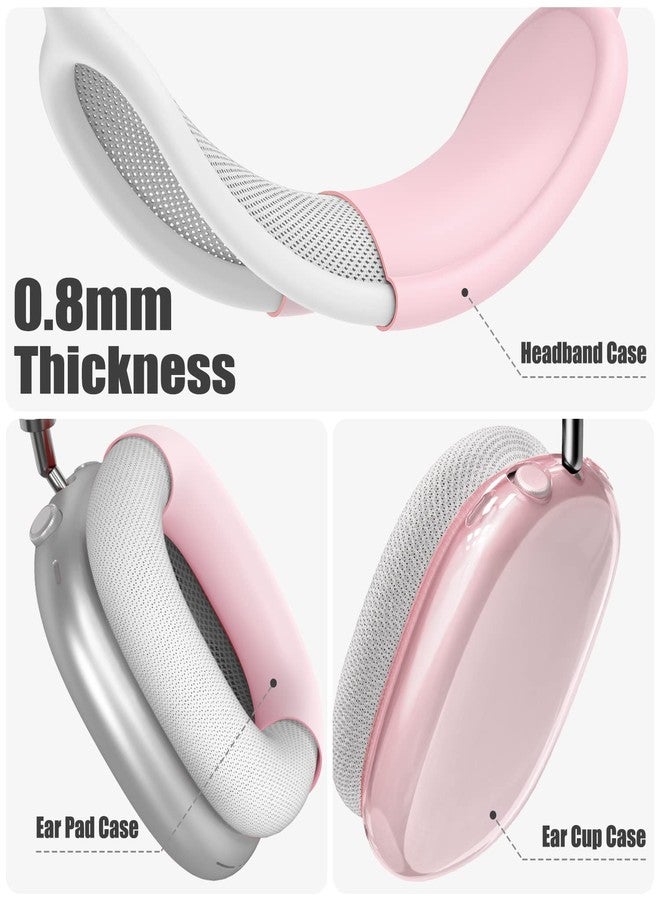 Galafoki 【4 in 1】 Set for Apple AirPod Max Case Cover, Anti-Scratch Ear Pad Covers/Ear Cups Cover/Headband Cover, AirPod Max Covers Accessories for Apple AirPods Max (2020 Lightning /2024 USB-C)-Clear Pink - Image 2