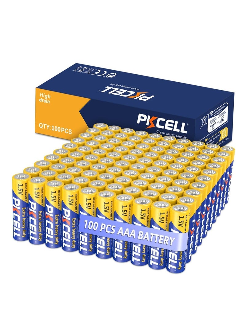 بي كي سيل AAA Batteries 100 Pack, Triple A Batteries, 1.5V High-Performance Carbon Battery for LED Candles Clock Remote Controls Flashlights - Image 1