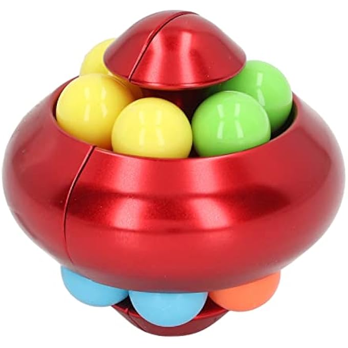 POENVFPO Rotating Ball Puzzle Toy, Aluminum Alloy Stress Relief Rotating Ball Puzzle Toy for Home Office Adult Teens (Red) - Image 1