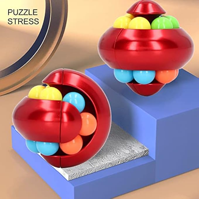 POENVFPO Rotating Ball Puzzle Toy, Aluminum Alloy Stress Relief Rotating Ball Puzzle Toy for Home Office Adult Teens (Red) - Image 2