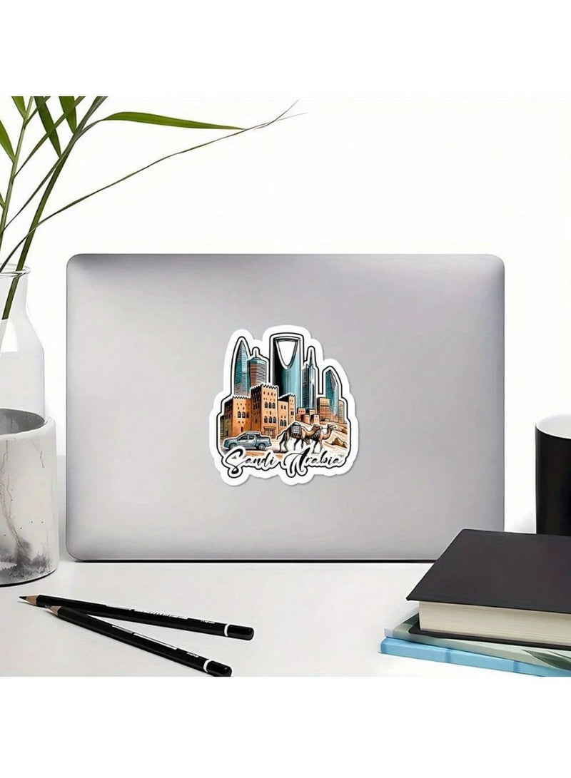 Saudi National Day Acrylic Magnet – Single Piece with Iconic Skyline Design for Fridge, Car, Laptop & Home Décor - Image 3