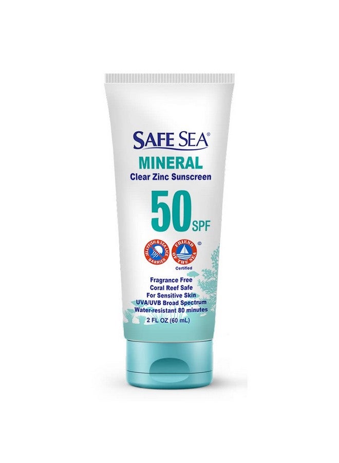 safe sea Zinc Oxide Sunscreen Spf50 Clear Mineral Face Sunscreen Without White Cast Antijellyfish Sting Protective Lotion 2Oz (60Ml) Pack Of 1 (2 Fl Oz (Pack Of 1)) - Image 1