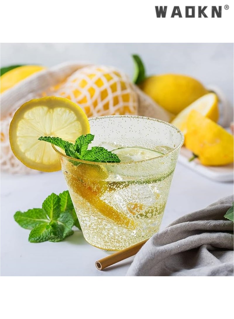 دبليو أيه أو كي أن 50 قطعة ذهبية لامعة كأس من البلاستيك 9 أوقية كأس من البلاستيك الشفاف طبل ، عالية الجودة المتاح فضة لامعة كأس من البلاستيك الصلب كأس حفل زفاف أنيقة كأس الطرف - Image 5