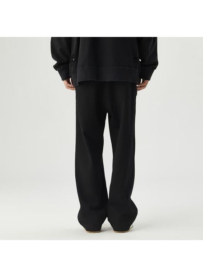 Foss Phil Men's Spring Summer Versatile High Street Wide Leg Straight Loose Casual Pants 8830 Black M - Image 3