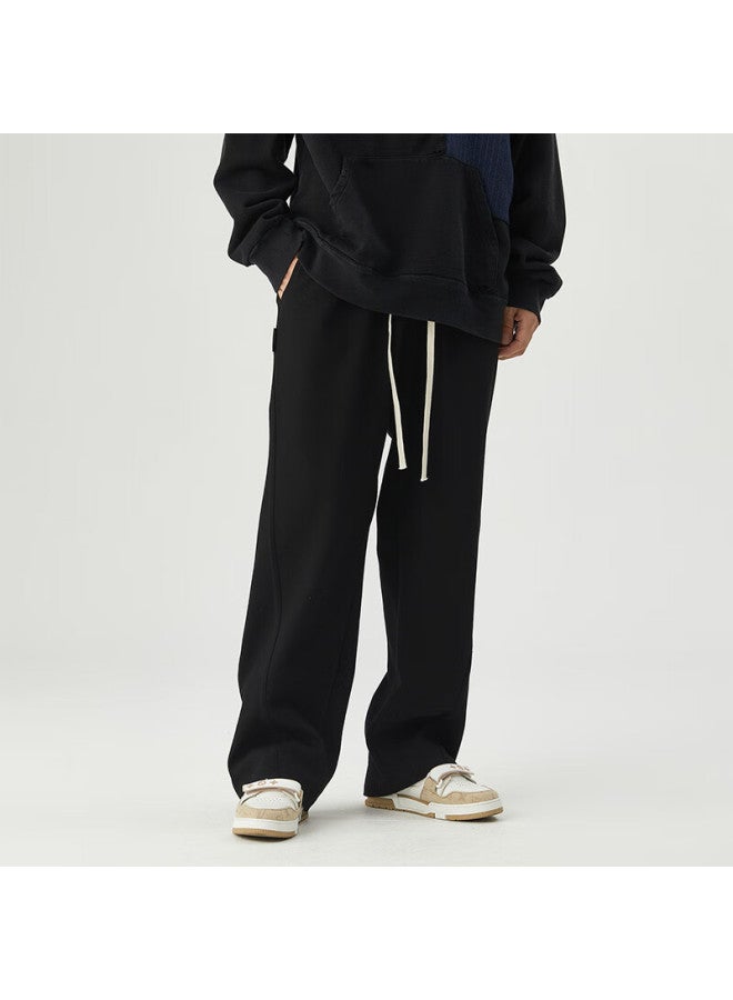 Foss Phil Men's Spring Summer Versatile High Street Wide Leg Straight Loose Casual Pants 8830 Black M - Image 2