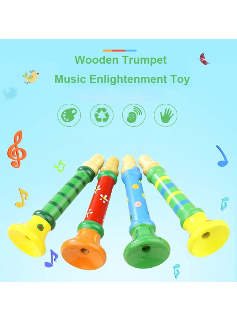 SYOSI SYOSI 10 Pieces Small Wooden Trumpet, Colorful Piccolo Flute for Kids Musical Instruments for Children, Early Education Develop for 3+ Year Age, Boys Girls, School (Random Colors)  - Image 5