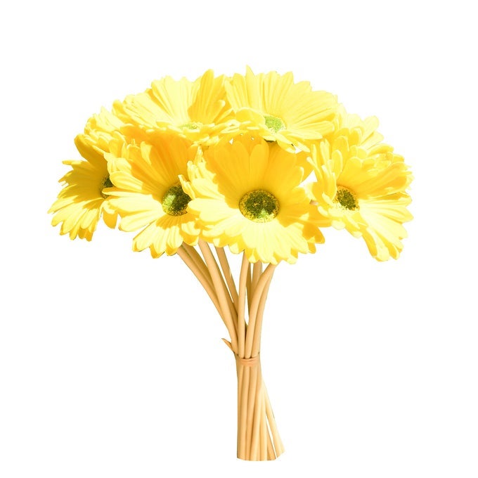 MANDYS PU YELLOW GERBERA DAISY ARTIFICIAL FLOWERS 12 STEMS FOR THANKSGIVING AND CHRISTMAS DECORATIONS FLEXIBLE CENTERPIECE WEDDING BOUQUET HOME DCOR