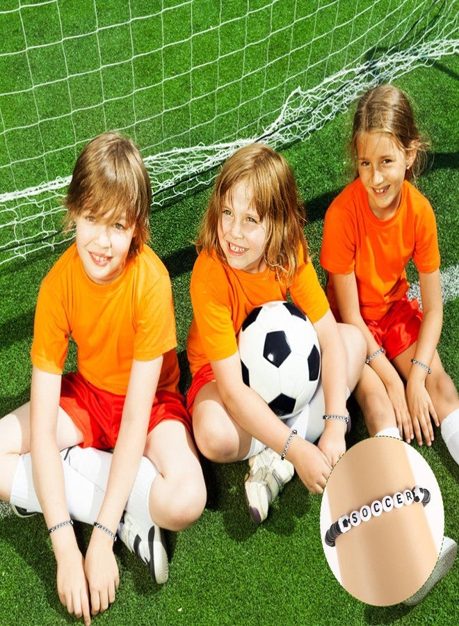 NQEUEPN مجموعة NQEUEPN المكونة من 12 قطعة من أساور كرة القدم، أساور مزينة بخرز كرة القدم، أساور رياضية أنيقة، مجوهرات، أساور رياضية للاعبين والمدربين، هدايا للحفلات - Image 5