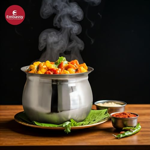 Embassy Stainless Steel French Madrasi Handi with Lid | 500 ml | Size 1 | Induction Friendly | Biryani Pot | Handi for Cooking Biryani, Curries, Sambar, Stews - Image 4