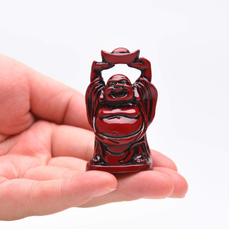 BRABUD Feng Shui 2in Red Resin Laughing Buddha Statue Figurines Set of 6 BS001 - Image 3