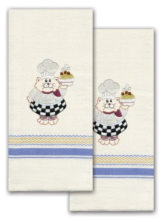 Tobin T212939 Stamped Kitchen Towel for Embroidery, Cat Chef - Image 1
