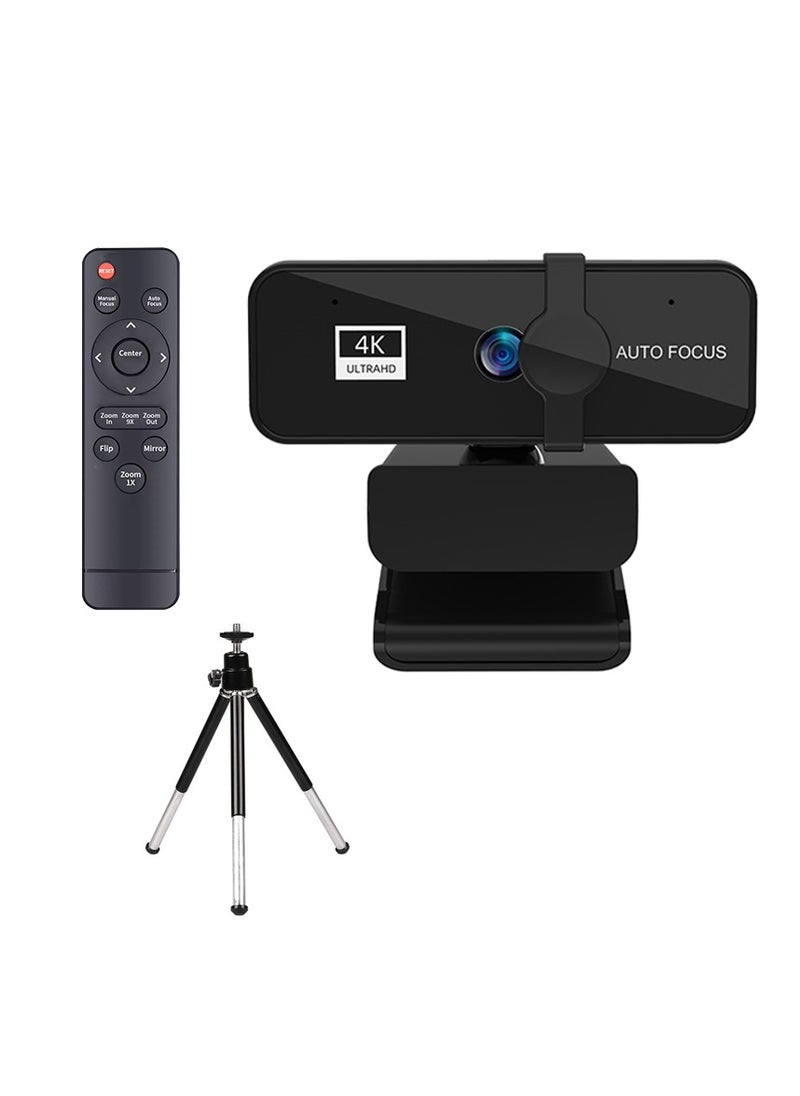 Generic - Webcam 4K, Zoomable Webcam with Microphone and Remote, Equipped with Sony Sensor, 9X Digital Zoom, Noise-Canceling Mics, Auto-Focus Computer Camera for PC/Mac/Laptop/Zoom/Teams/OBS/Google - Image 1