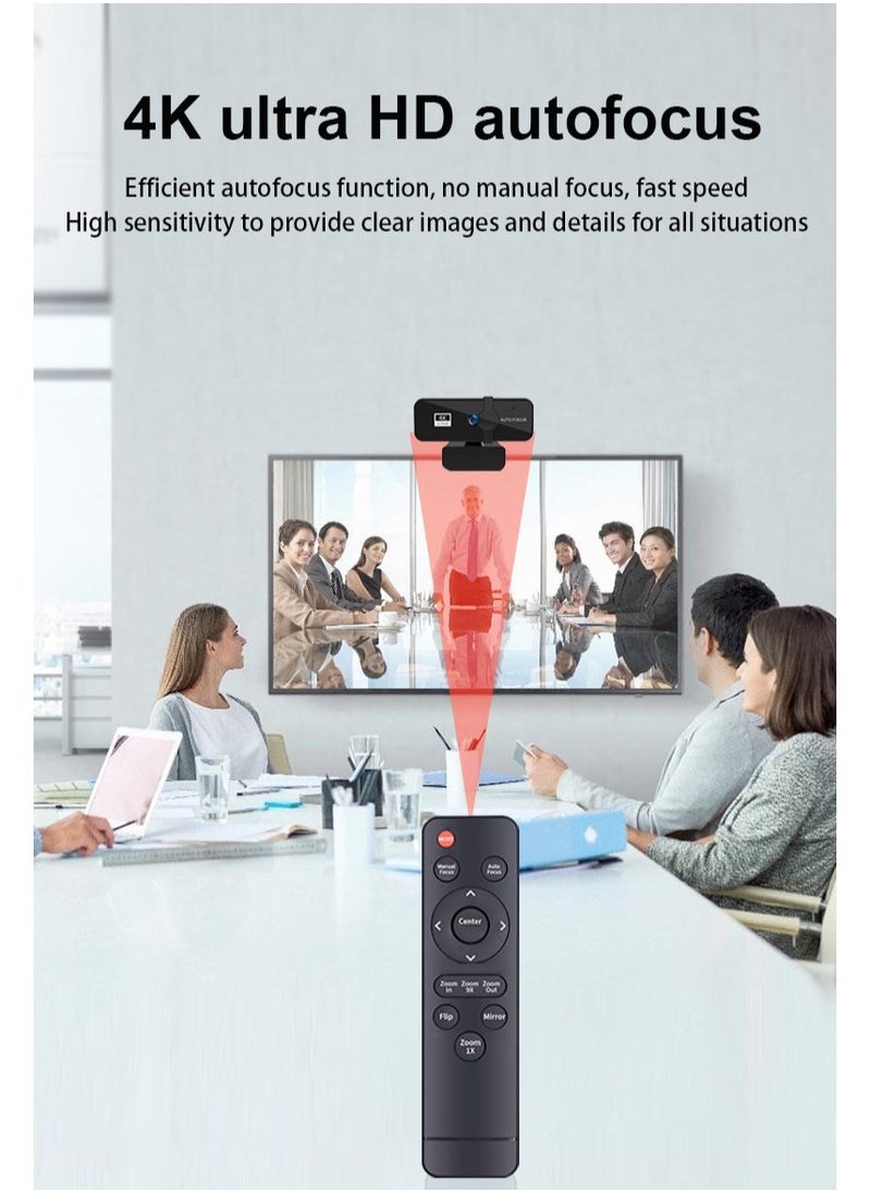 Generic - Webcam 4K, Zoomable Webcam with Microphone and Remote, Equipped with Sony Sensor, 9X Digital Zoom, Noise-Canceling Mics, Auto-Focus Computer Camera for PC/Mac/Laptop/Zoom/Teams/OBS/Google - Image 1