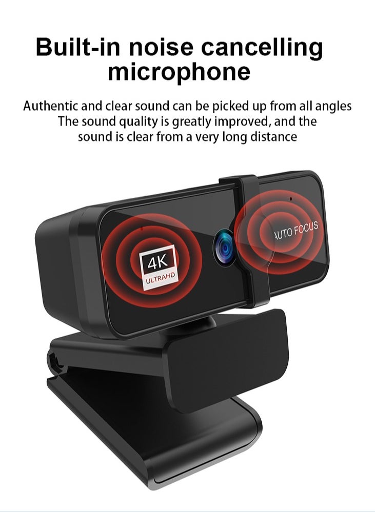Generic - Webcam 4K, Zoomable Webcam with Microphone and Remote, Equipped with Sony Sensor, 9X Digital Zoom, Noise-Canceling Mics, Auto-Focus Computer Camera for PC/Mac/Laptop/Zoom/Teams/OBS/Google - Image 1