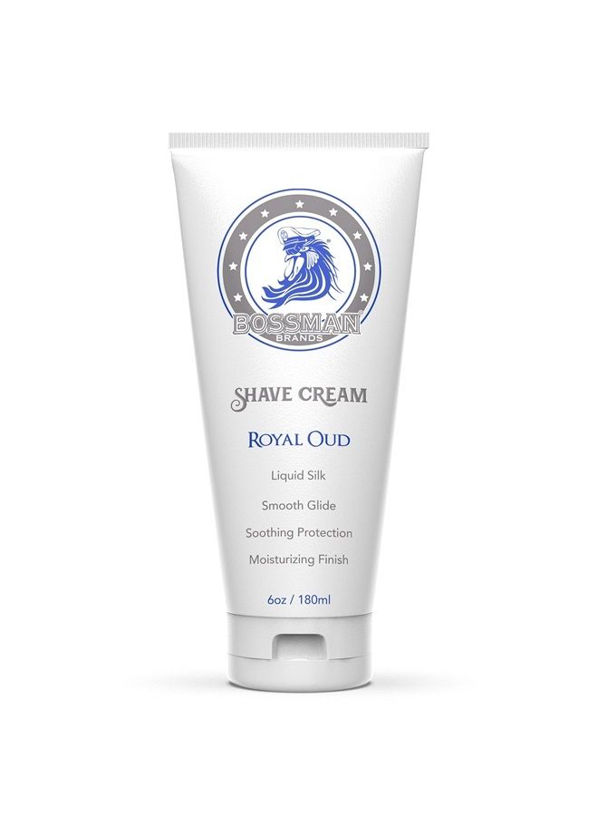 Bossman Liquid Silk Shaving Cream - Smooth Glide, Soothing Protection, Moisturizing Finish (Royal Oud Scent)