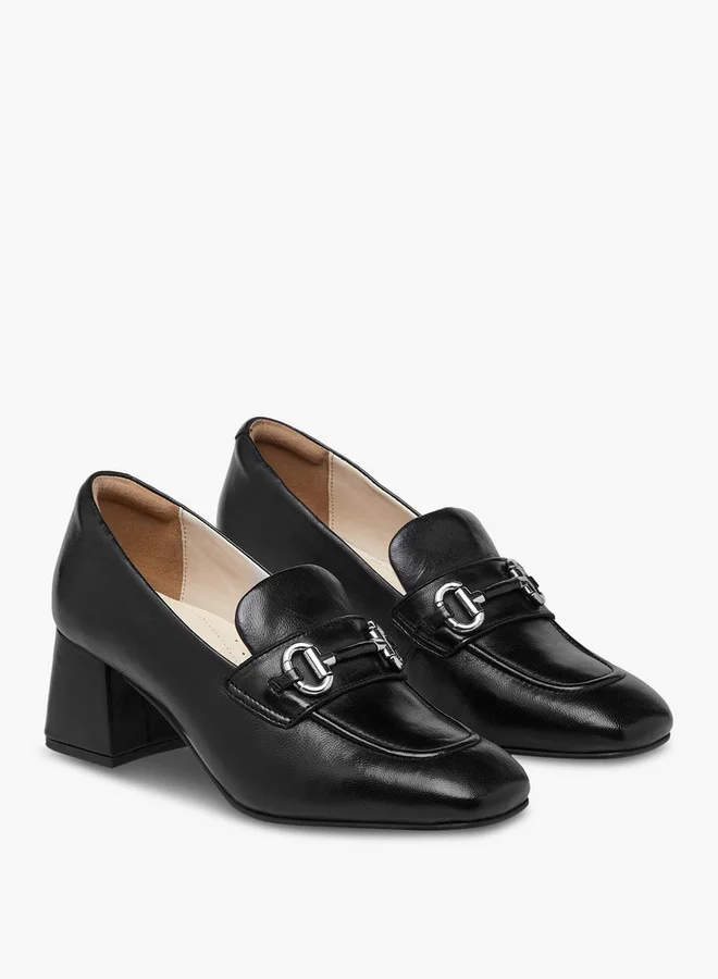 بابريكا Metallic Accent Slip-On Loafers with Block Heels