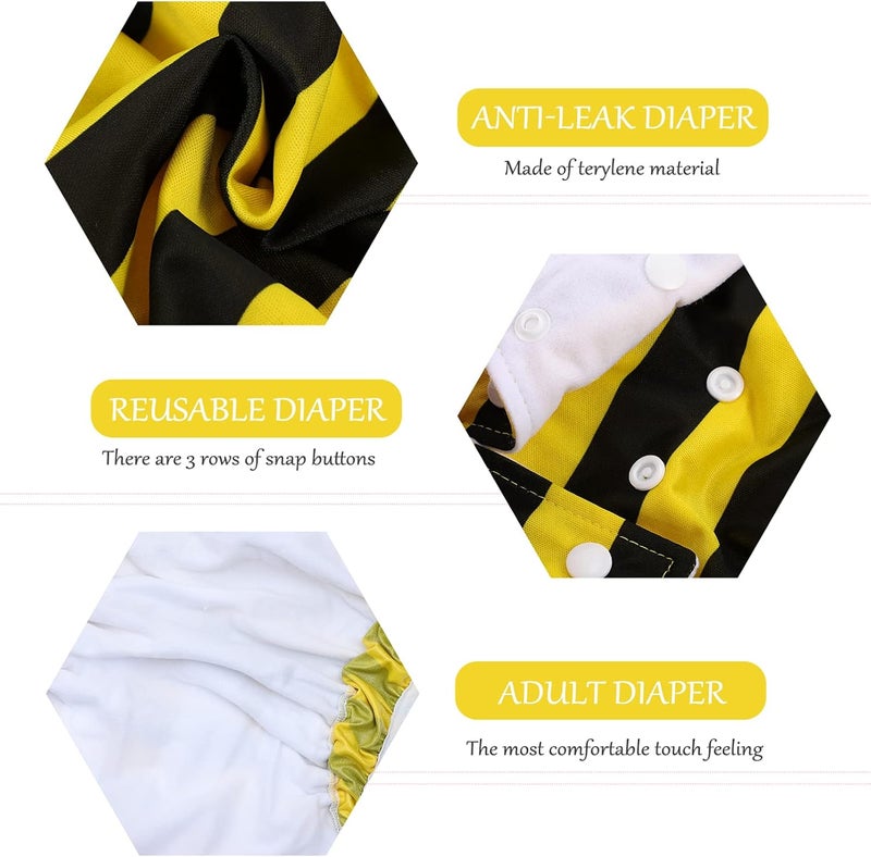 cheekyglo Adult Diaper Washable Cloth Diaper Incontinence Diaper Washable Briefs Anti Leak Reusable Diaper for Women Men Yellow - Image 4