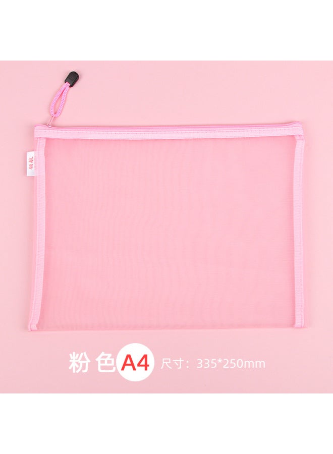 HELPS Transparent File Bag Office Large Capacity Nylon Mesh Durable Information Bag A4 Student Portable Zipper Storage Bag - Image 1