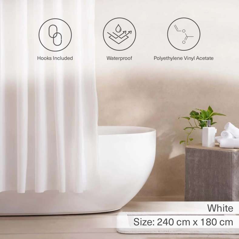 Pan Home Essential Shower Liner 240x180cm - White - 214NSH9900157 - Image 4