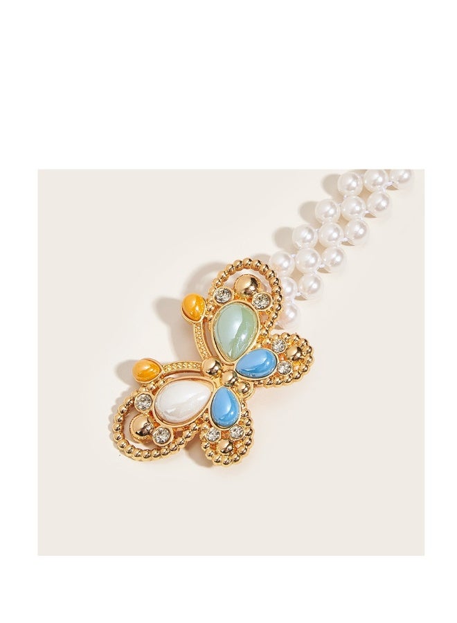 Pearl Rhinestone Waist Belt for Women - Stylish Metal Buckle Skinny Waistband - Girls  Dresses Accessory - 2cm Wide Waistband Random Color 2PCS - Image 3