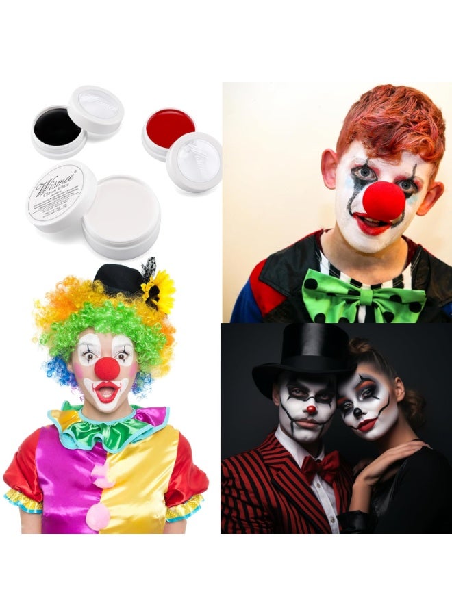 Wismee Clown Makeup Black White Red Cream Face Body Paint Clown Joker Zombie Vampire Skeleton Halloween Costume Fantasy Makeup Fancy Dress Up Cosmetics Set Oil Painting Art (White Red Black) - Image 3