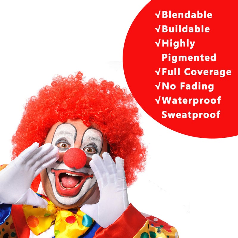Wismee Clown Makeup Black White Red Cream Face Body Paint Clown Joker Zombie Vampire Skeleton Halloween Costume Fantasy Makeup Fancy Dress Up Cosmetics Set Oil Painting Art (White Red Black) - Image 2