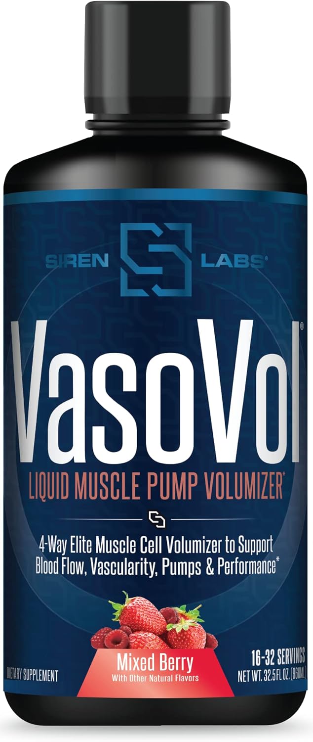 SIRENLABS Siren Labs VasoVOL Liquid Muscle Pump Volumizer with Agmatine Sulfate  Pre Workout for Men to take Your Workouts to The Next Level with Vascularity and Performance Mixed Berry - Image 1