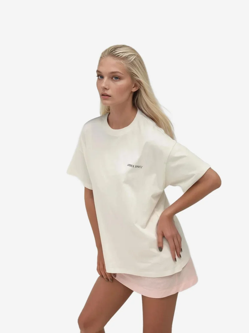 Hiccup Multicolor %100 Cotton Oversized Printed Crew Neck Cotton T-Shirt for Women | Best Price UAE