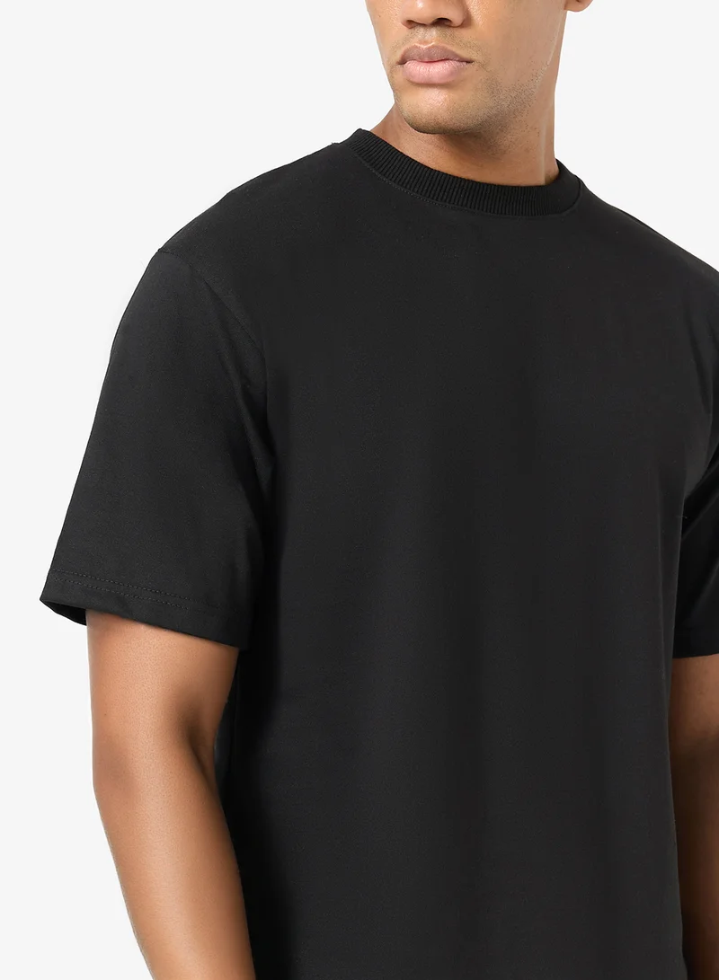 Seventy Five Basics BLACK Oversized Drop Shoulder 220Gsm T-Shirt for Men | Best Price UAE