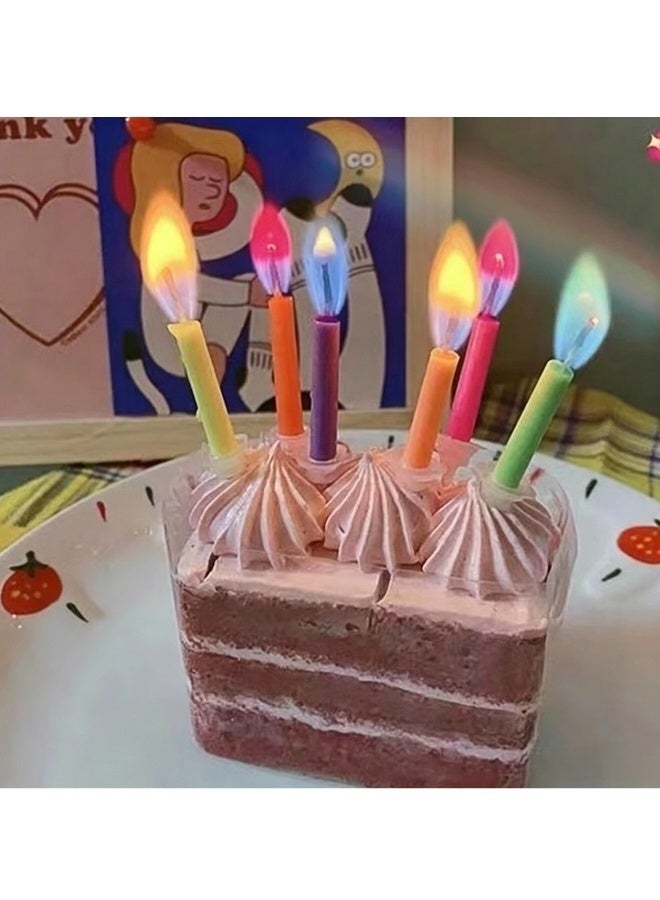 6 PCS Colorful Flame Happy Birthday Cake Candles with Holders Magical Multi-Color Flame Candles for Birthday Party Cupcake Decorations - Image 4