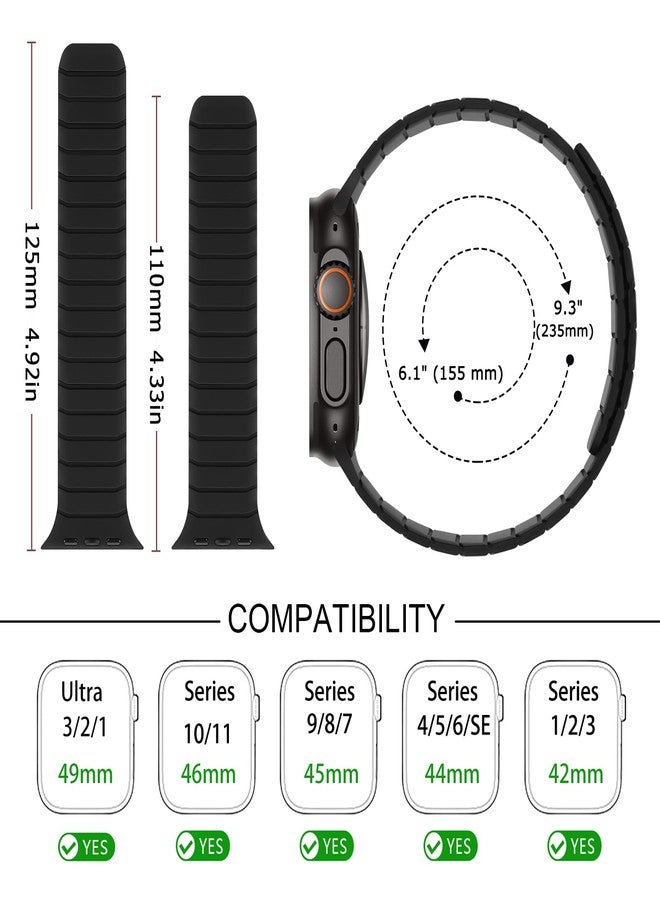 Tasikar Magnetic Bands Compatible with Apple Watch 49mm 46mm 45mm 44mm 42mm Soft Silicone Replacement Loop Wristband for iWatch Ultra 3 2 1 SE Series 11 10 9 8 7 6 5 4 3, Black - Image 3