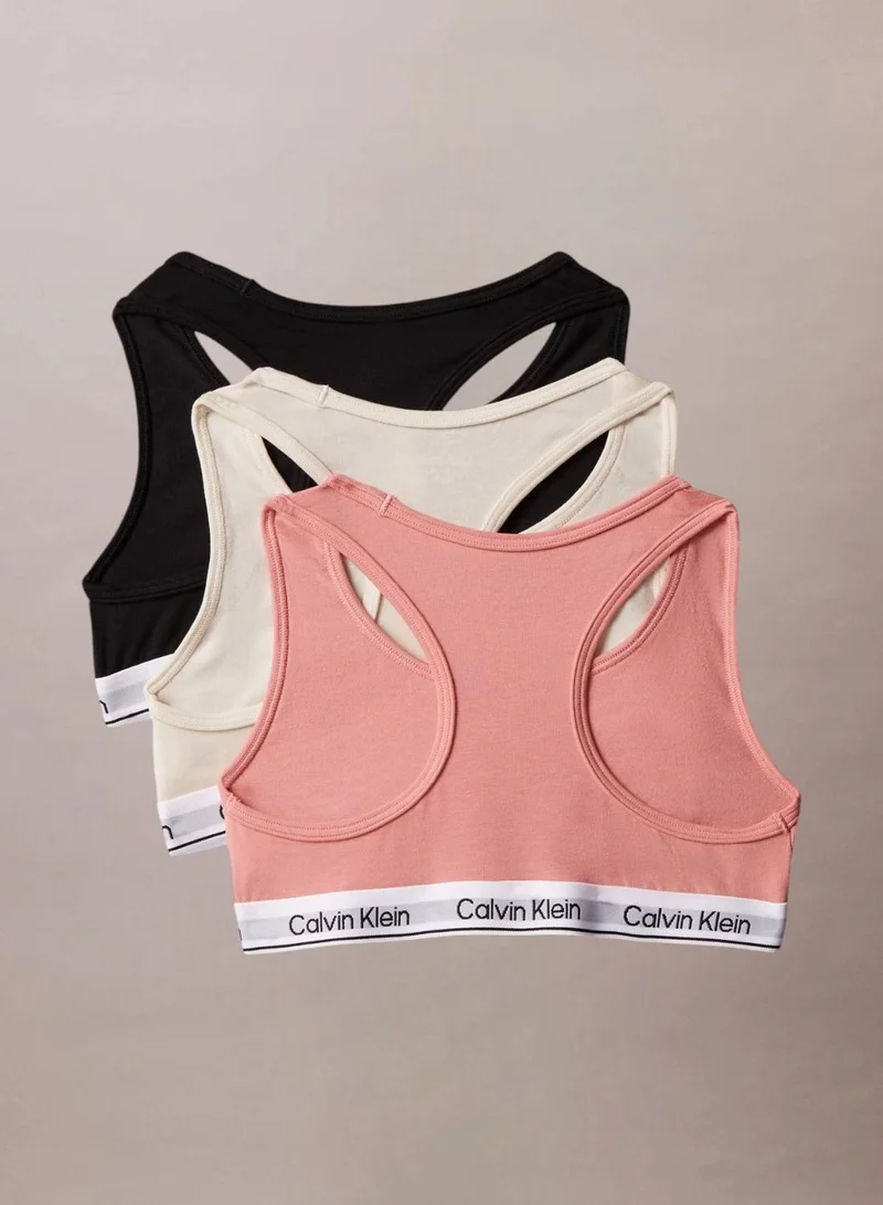 Calvin Klein Jeans 3 Pack Girls Bralettes - Icon Cotton Stretch