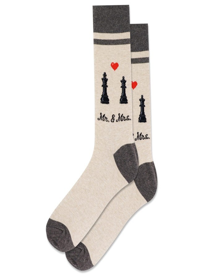 Hot Sox Mens Fun Wedding Groom Crew - 1 Pair Pack Cool & Funny Husband Gifts Socks, Mr And Mrs (Natural Melange), 6-12 US - Image 1