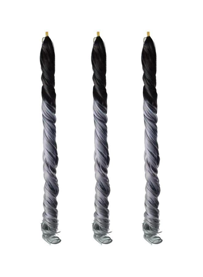 NIBEMINENT Pack Of 3 Braided African Hair Wig Grey/Black 3x 20inch - Image 1