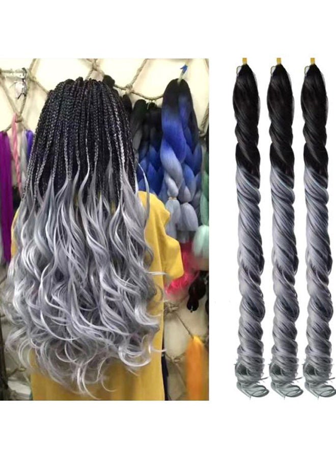 NIBEMINENT Pack Of 3 Braided African Hair Wig Grey/Black 3x 20inch - Image 2