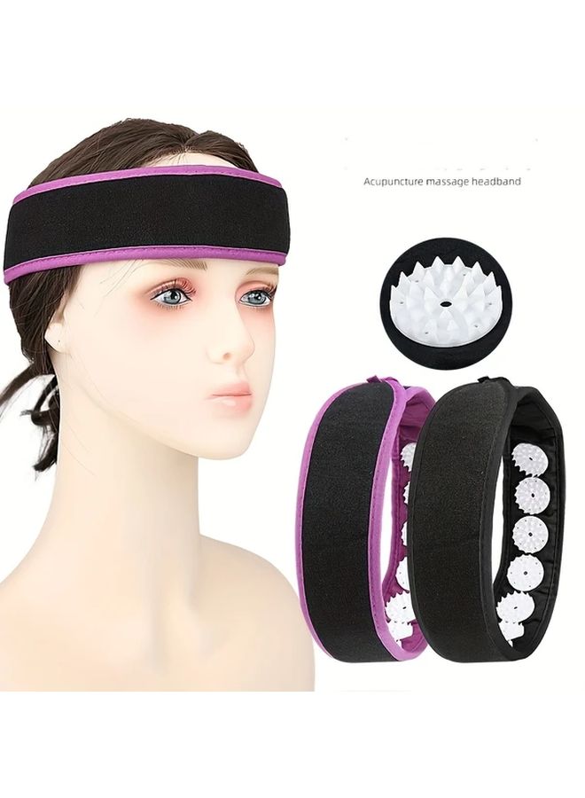 Acupressure Massage Headband Purple with 6 Interchangeable Pads for Face Body Relaxation - Image 1