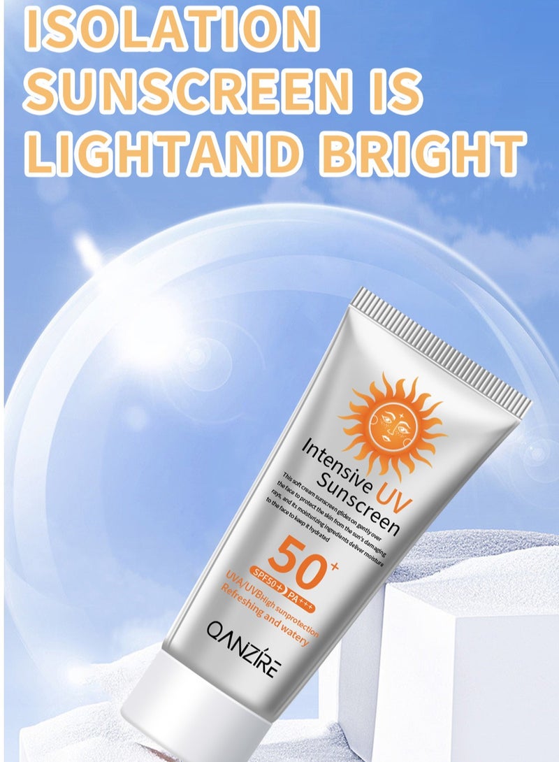 QANZIRE Face Sunscreen Even Pigment Perfector Pigment Control Sun Fluid , High UVA/UVB Protection, SPF50++, Reduces Pigment Spots for Uneven Skin Tone, 50g - Image 1