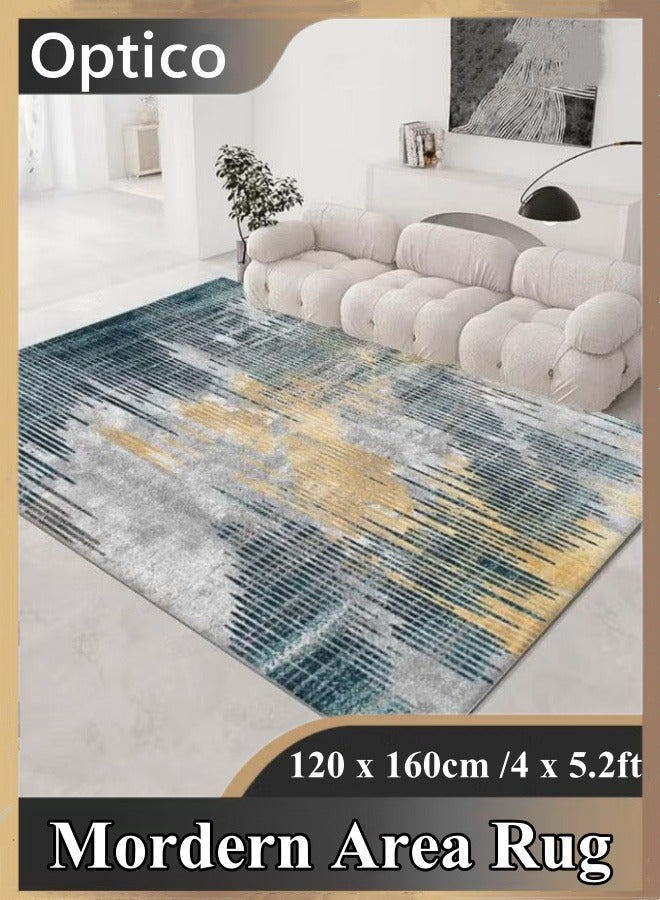 Optico Modern Area Rug, Living Room Large Mat Carpet Washable Floor Mat Non-Slip Runner Rug Rectangular Printed Floor Carpet Medium Pile Carpet Floor Mat (4 x 5.2ft) - Image 1