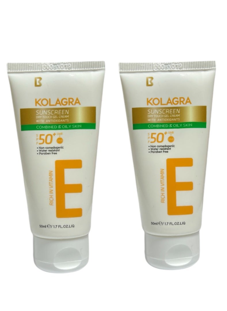 KOLAGRA - Kolagra Sunscreen Dry Touch Gel Cream Spf50+ (100ML 1+1 packaging May Vary ) - Image 1