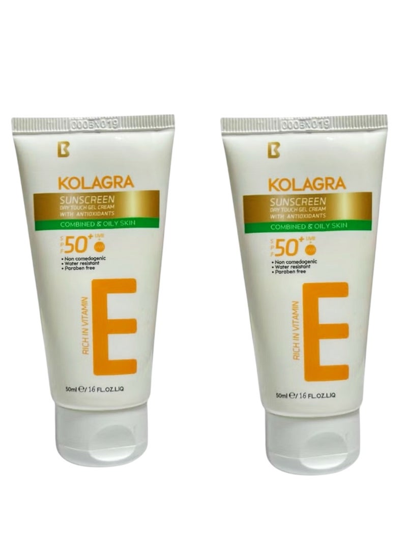 KOLAGRA - Kolagra Sunscreen Dry Touch Gel Cream Spf50+ (100ML 1+1 packaging May Vary ) - Image 1