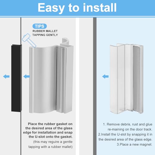 VYH 3-inch Aluminum Frameless Shower Door Handle with Metal Strike Plate and 3-inch Shower Door Magnet. Suitable for Glass Doors with thicknesses of 1/8 inch, 5/32 inch, 3/16 inch, and 1/4 inch. - Image 4