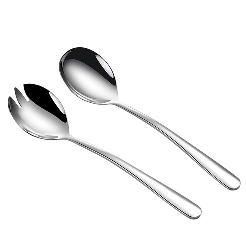 2 Sets Stainless Steel Salad Spoon Salad Fork Salad Serving Flatware ( ) - Image 1