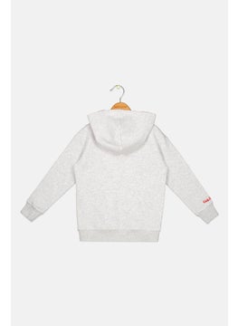 Keith Haring Kids Boy Hooded Neck Long Sleeve Graphic Sweatshirt, Grey  - Image 2