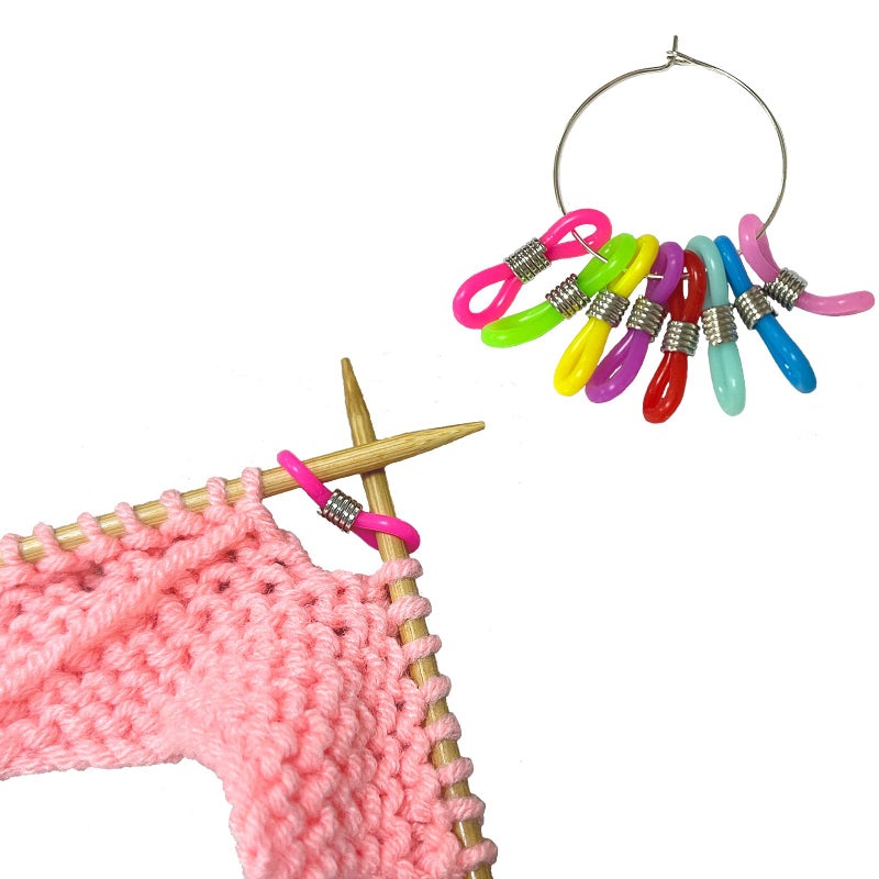 SPANSEE 8 PCS Knitting Needle Stoppers, Knitting Needle Hugger, Stitch Stopper, Project Keeper, Knitting Crochet Supplies, Knitting Accessories, Needle Minder, Needle Stopper - Image 1